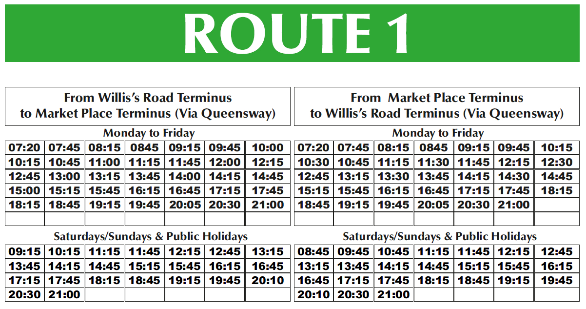 Image of Route Timetable 1