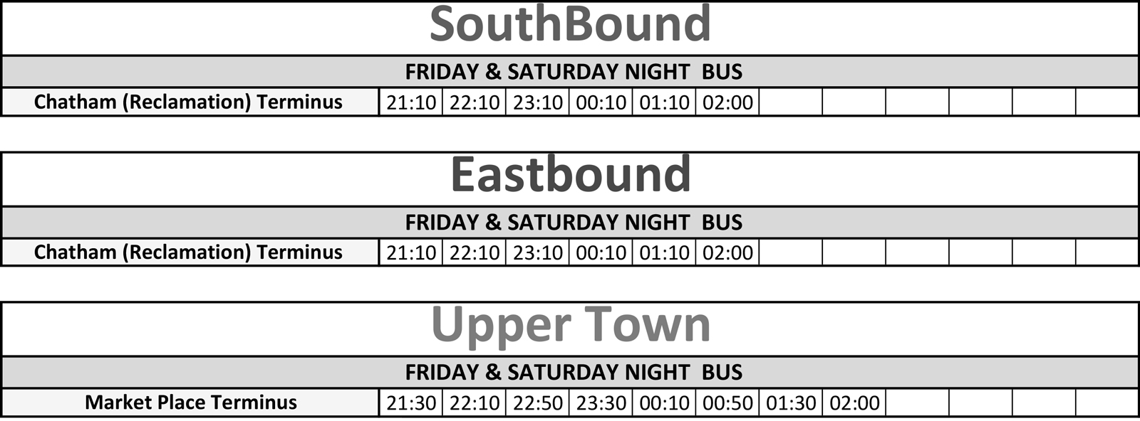 Image of Route Night Bus Time Table