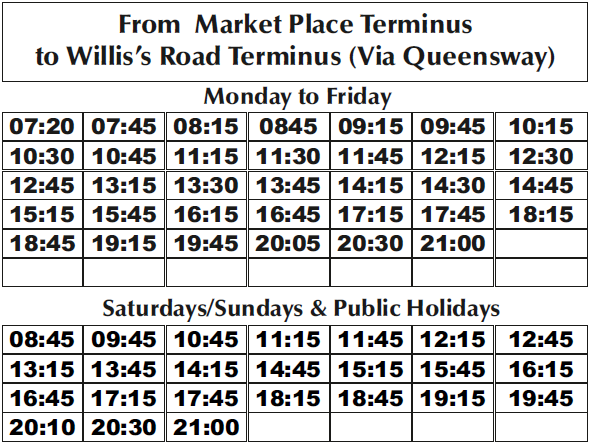 Image of Route Timetable 1 3