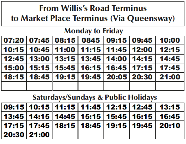 Image of Route Timetable 1 4