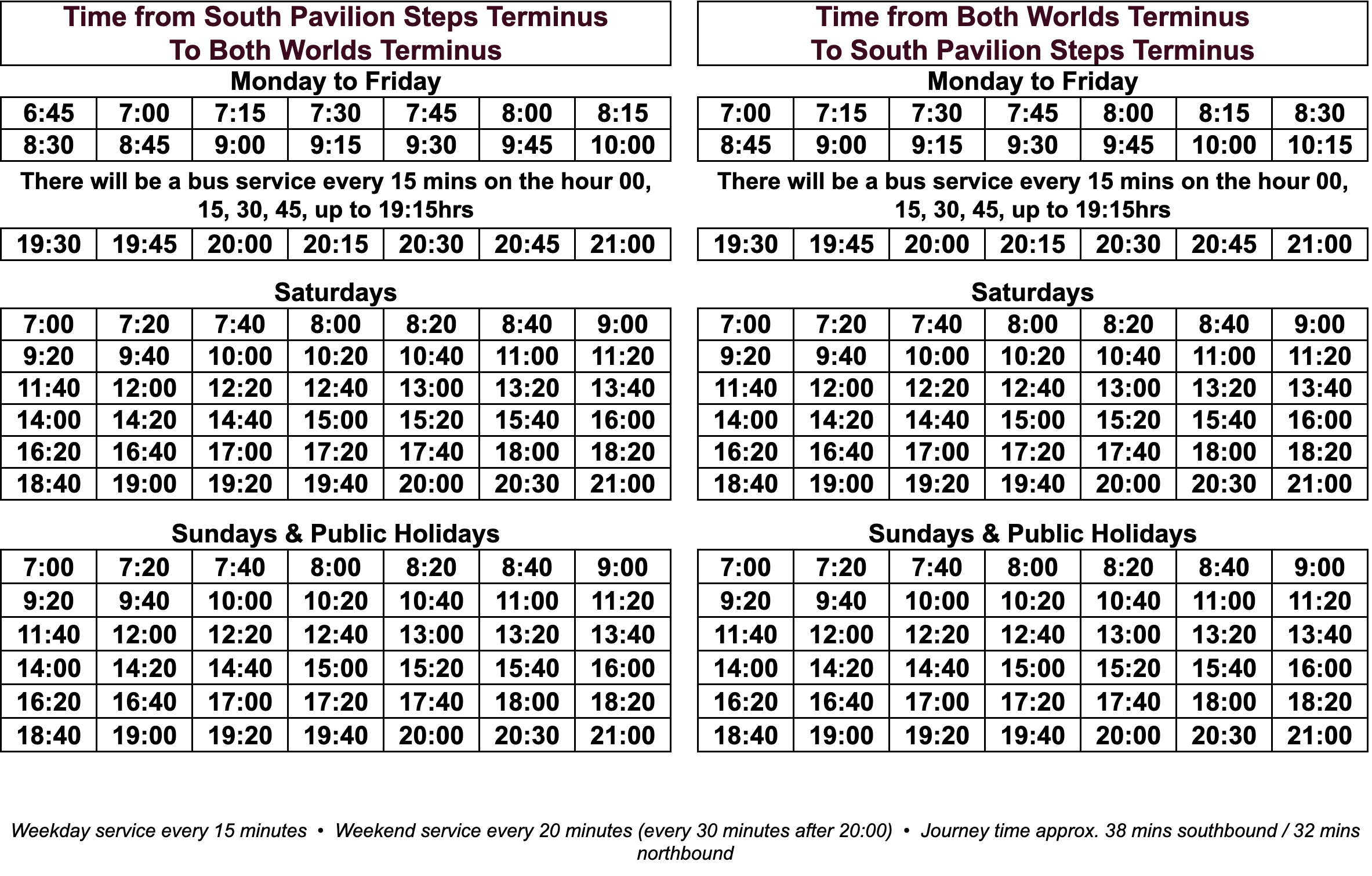 Image of Route 6 Timetable